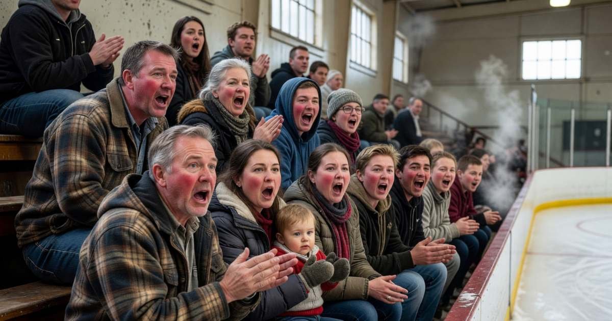 Fans cheering at a junior hockey game in a small-town arena, illustrating seeing an NHL game for less.