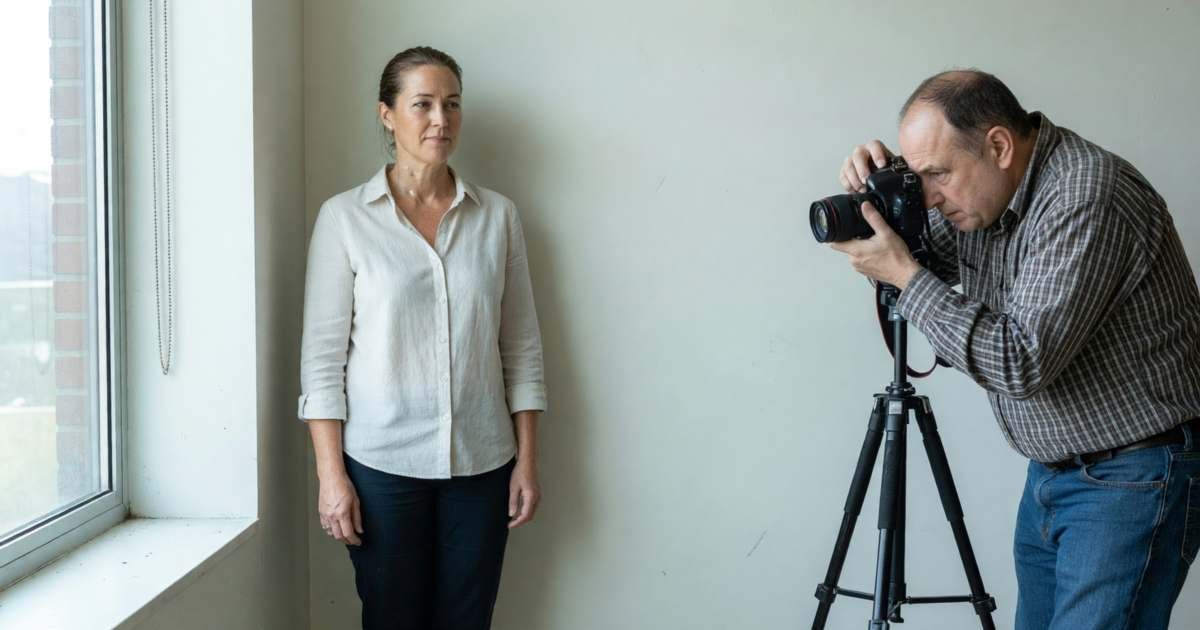 A woman having her passport photo taken against a plain white wall, illustrating renewing a Canadian passport without derailing your trip.